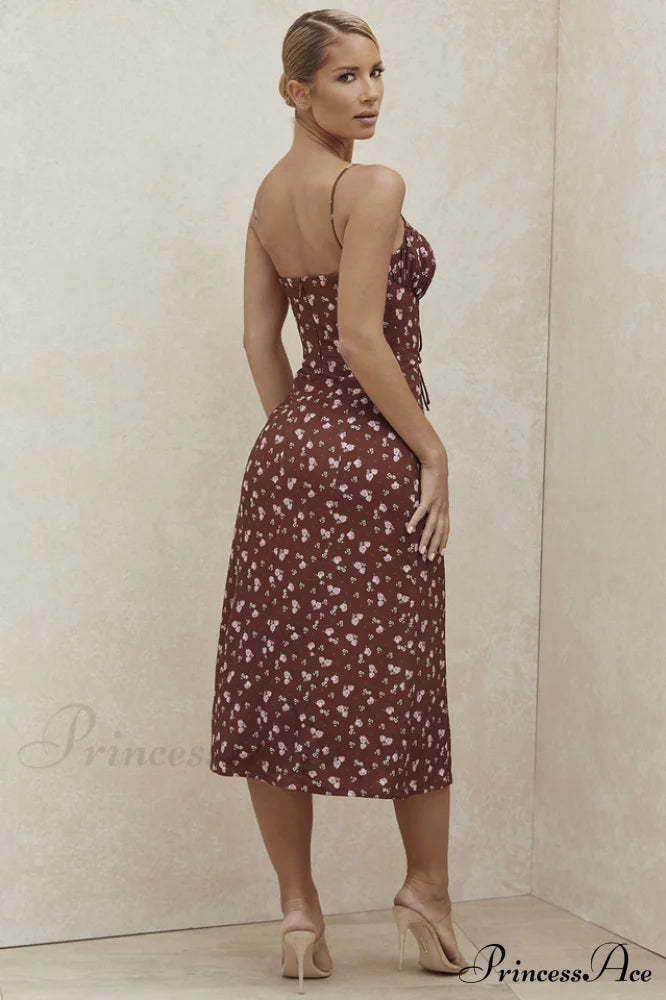 Floral Bustier Stylish Midi Dress