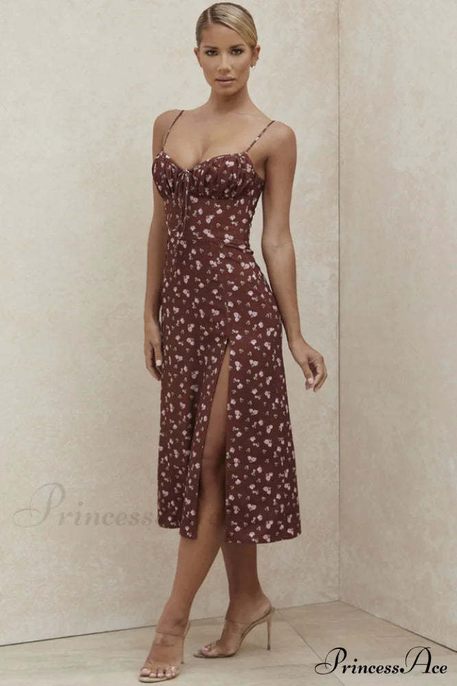 Floral Bustier Stylish Midi Dress