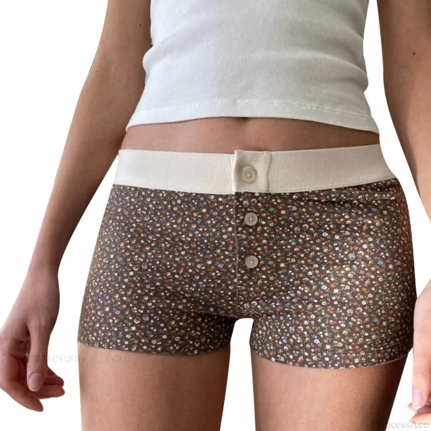 Floral Button Stretch Lounge Short grey / S short-250223