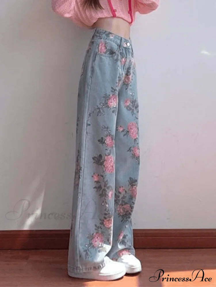 Floral Charming Flare Pants Jeans