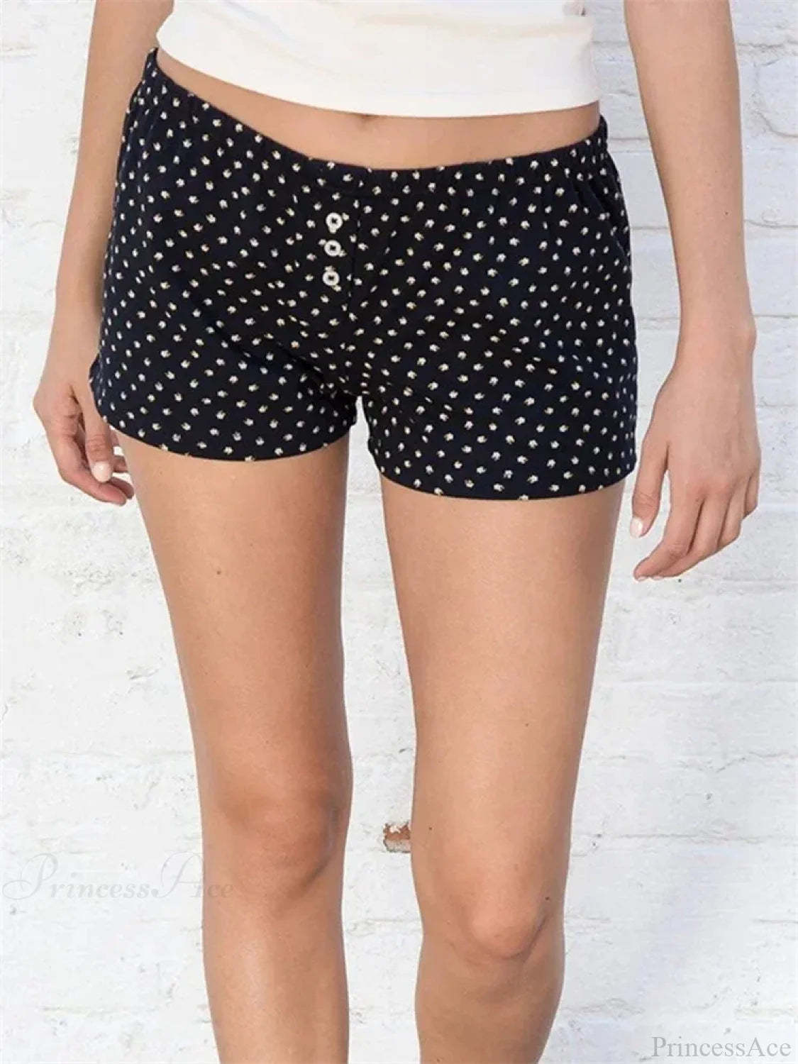 Floral Striped Button Party Short black / S short-250223