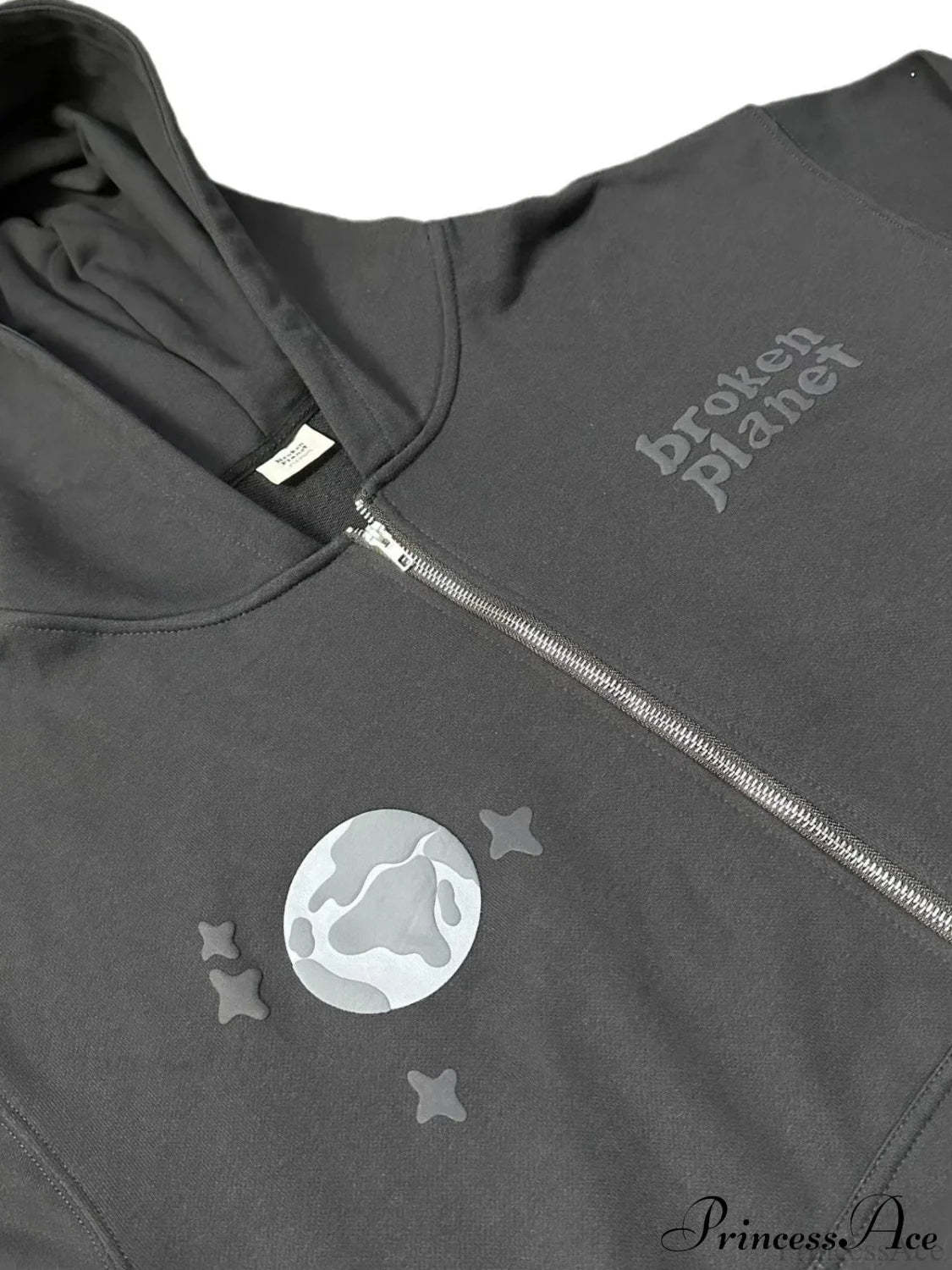 Foam Spider Web Print Fleece Zip Hoodie