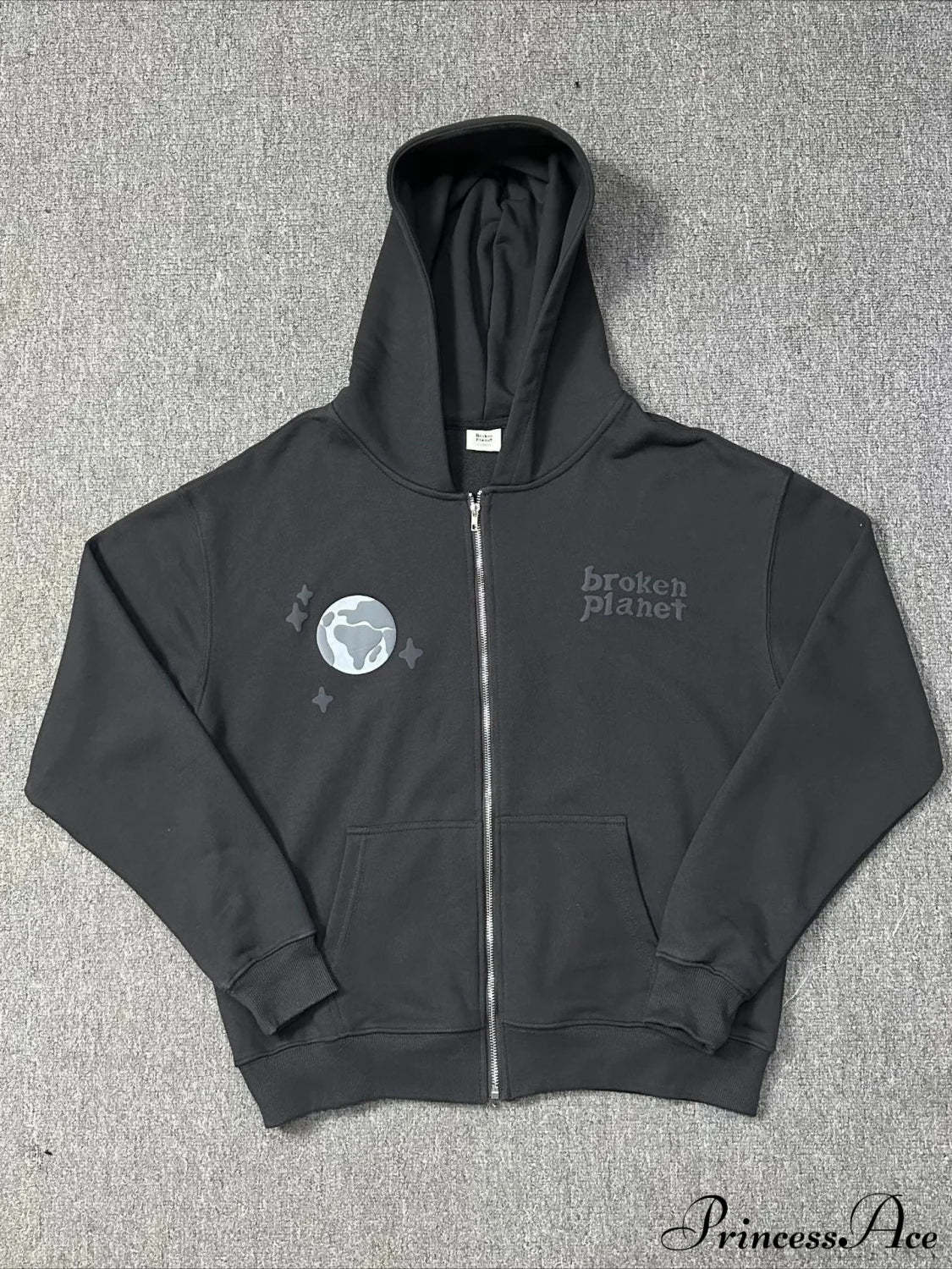 Foam Spider Web Print Fleece Zip Hoodie S / Black