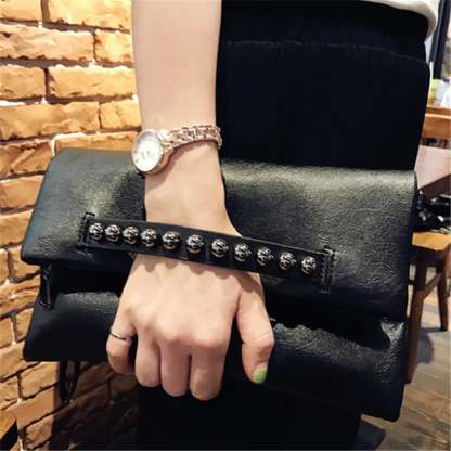 Folding Design PU Leather Clutch Wristlet 27X16X3CM / Black wristlet-250126