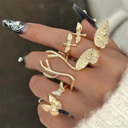Four Piece Gothic Butterfly Ring