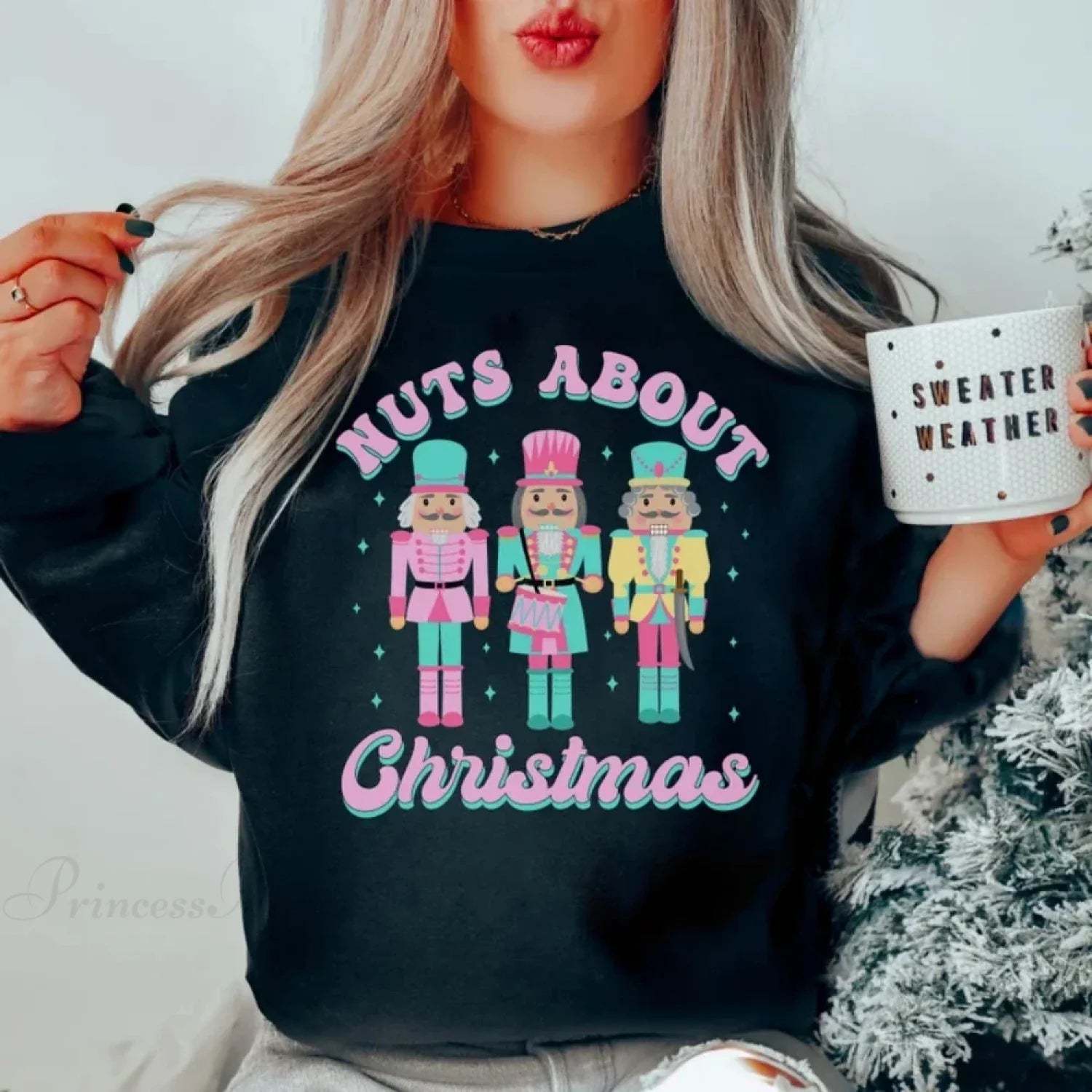 Funny Nutcracker Christmas Shirt Crewneck Vintage Pullover Sweater Black / S Sweaters-L
