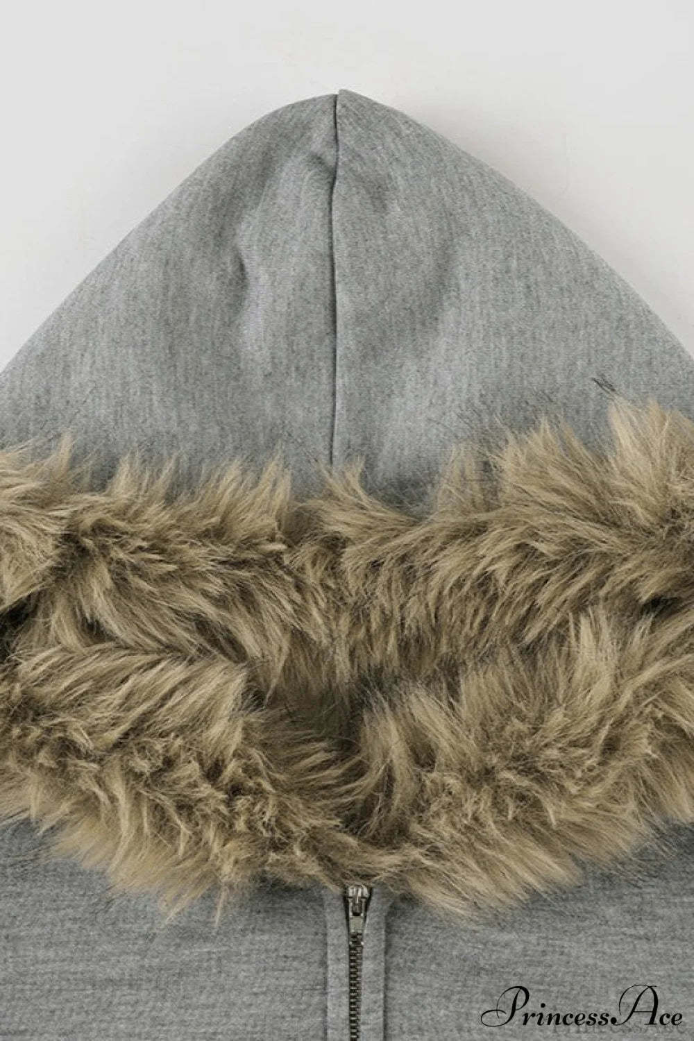 Fuzzy Solid Long Sleeve Zip-Up Hoodie