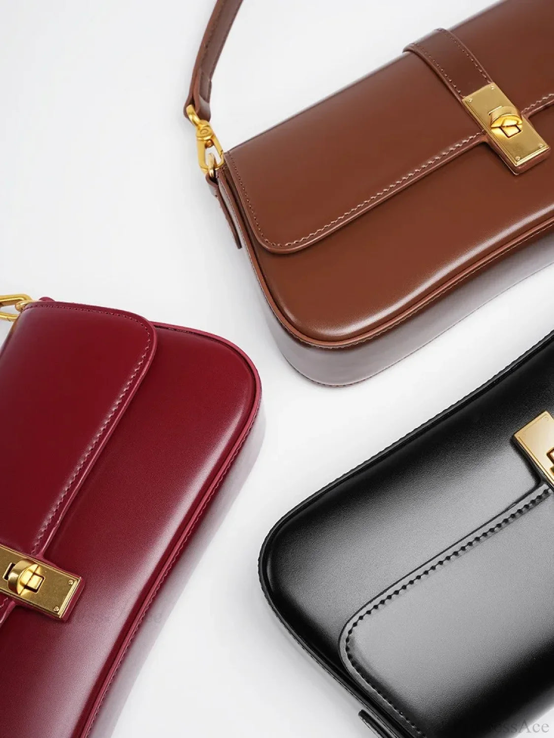 Genuine Leather Baguette Shoulder Bag shoulder-250126