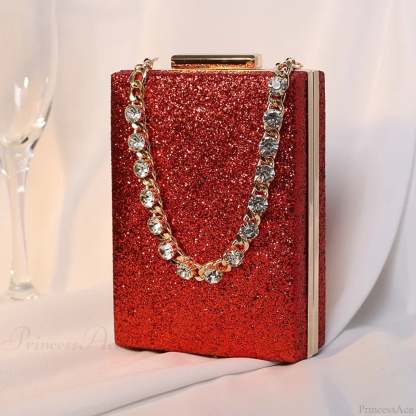 Glitter Evening Clutch Wallet Wristlet Mini(Max Length<20cm) / Red wristlet-250126