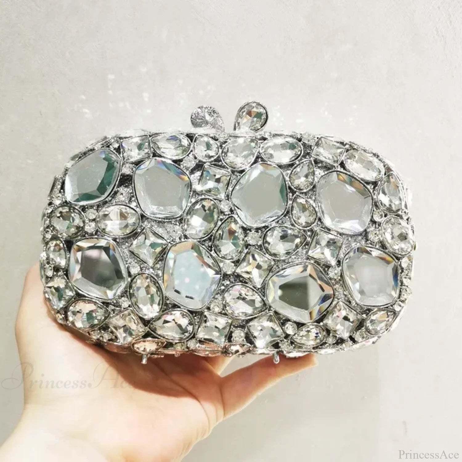 Gold/Silver Crystal Evening Clutch Wristlet Silver wristlet-250126