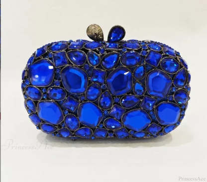 Gold/Silver Crystal Evening Clutch Wristlet Blue wristlet-250126
