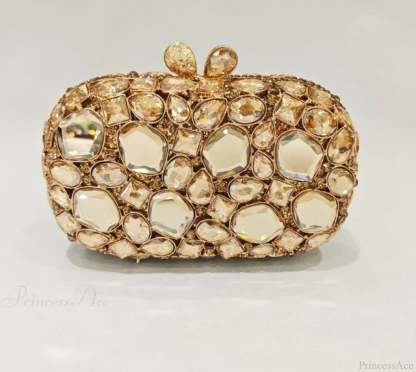 Gold/Silver Crystal Evening Clutch Wristlet champagne wristlet-250126
