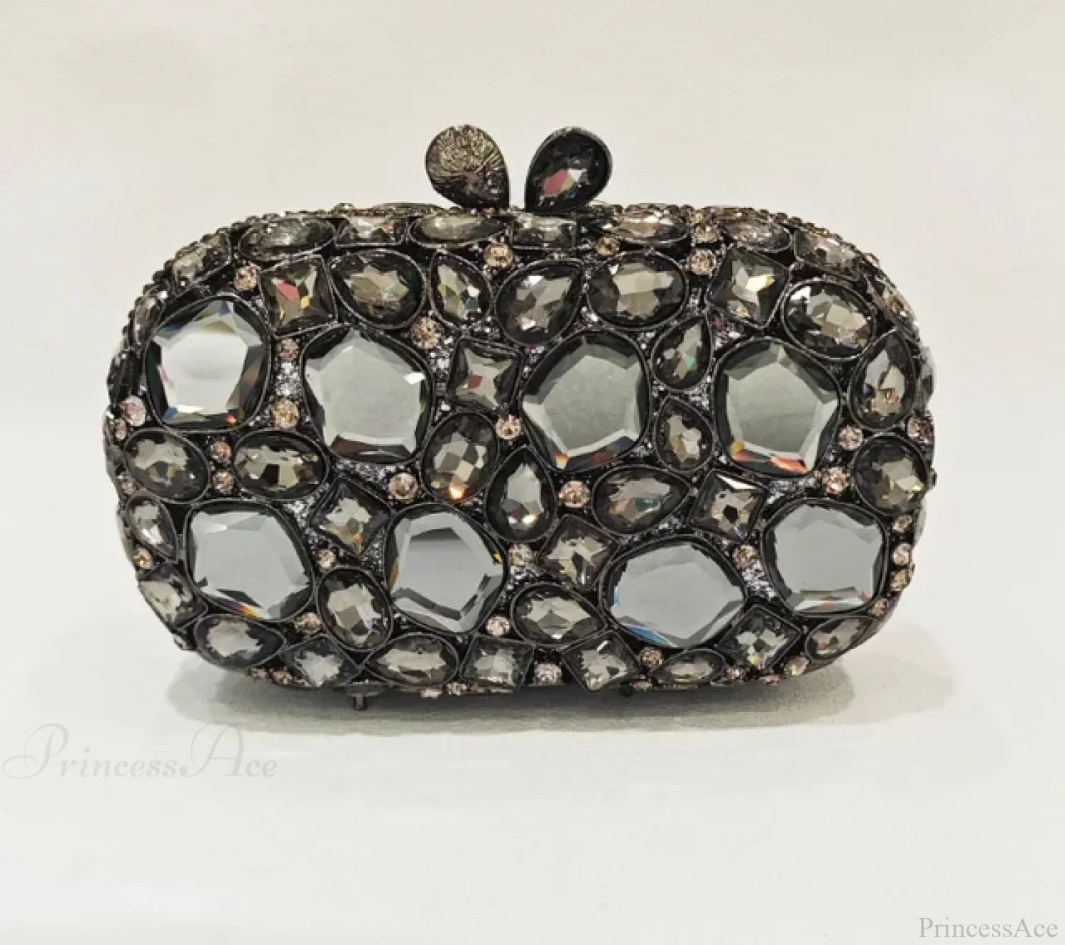 Gold/Silver Crystal Evening Clutch Wristlet gray wristlet-250126