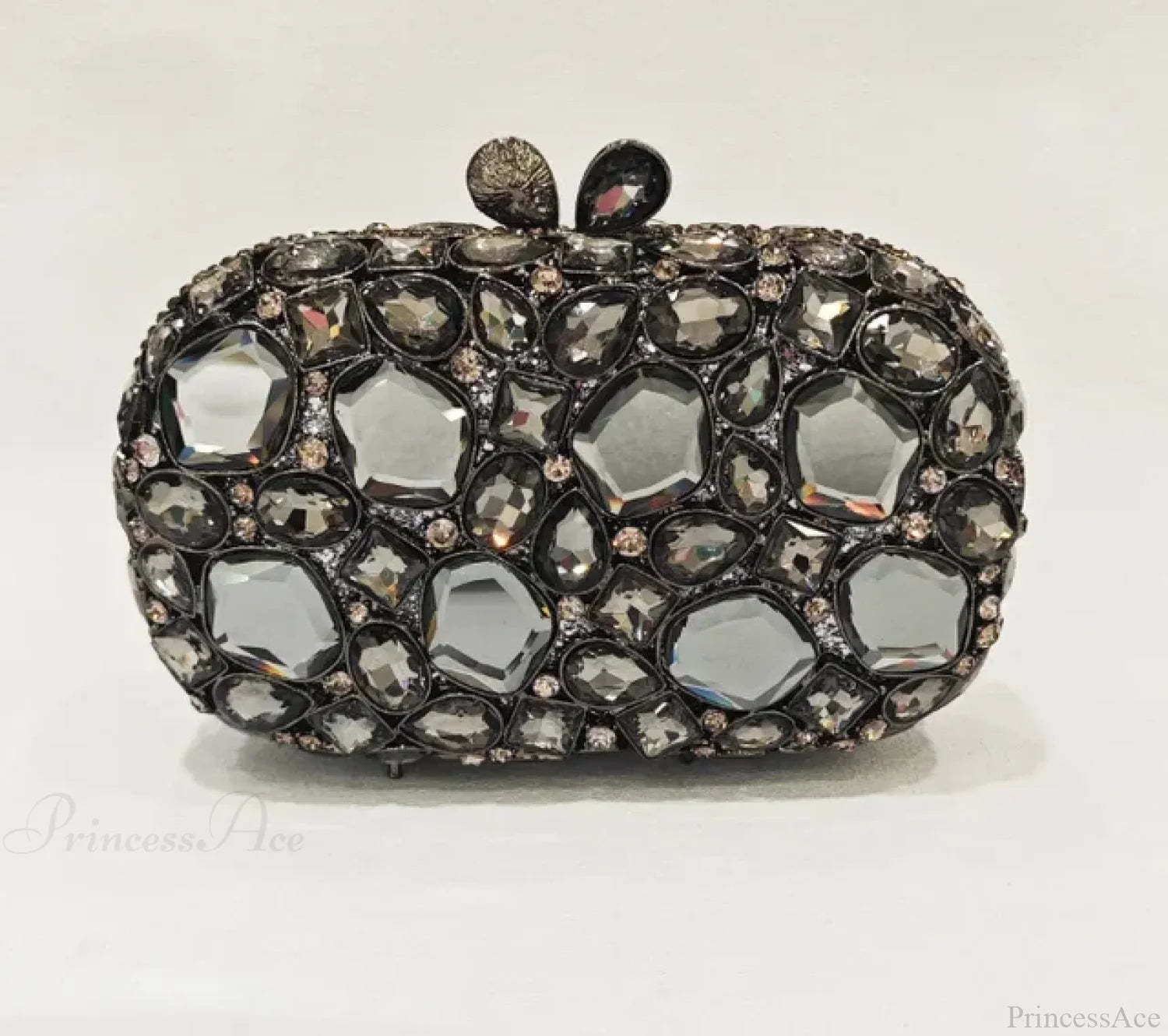 Gold/Silver Crystal Evening Clutch Wristlet gray wristlet-250126