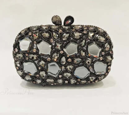 Gold/Silver Crystal Evening Clutch Wristlet gray wristlet-250126
