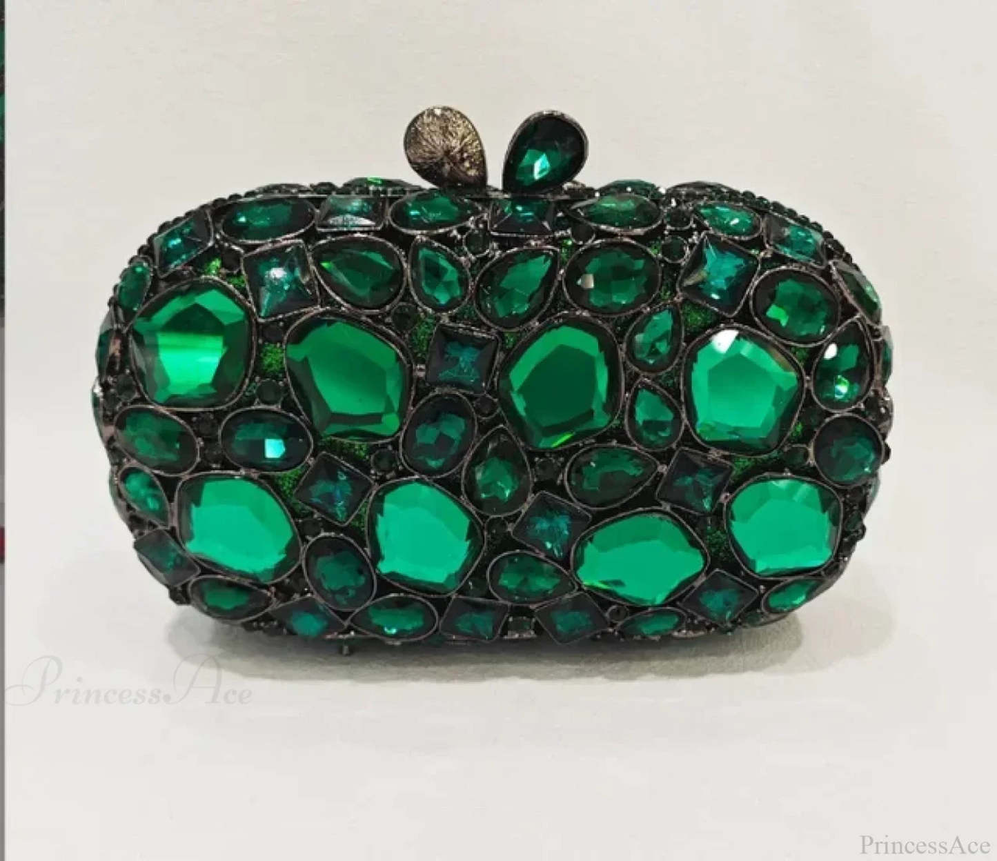 Gold/Silver Crystal Evening Clutch Wristlet Green wristlet-250126
