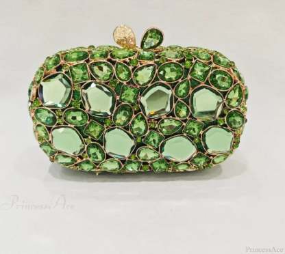 Gold/Silver Crystal Evening Clutch Wristlet light green1 wristlet-250126
