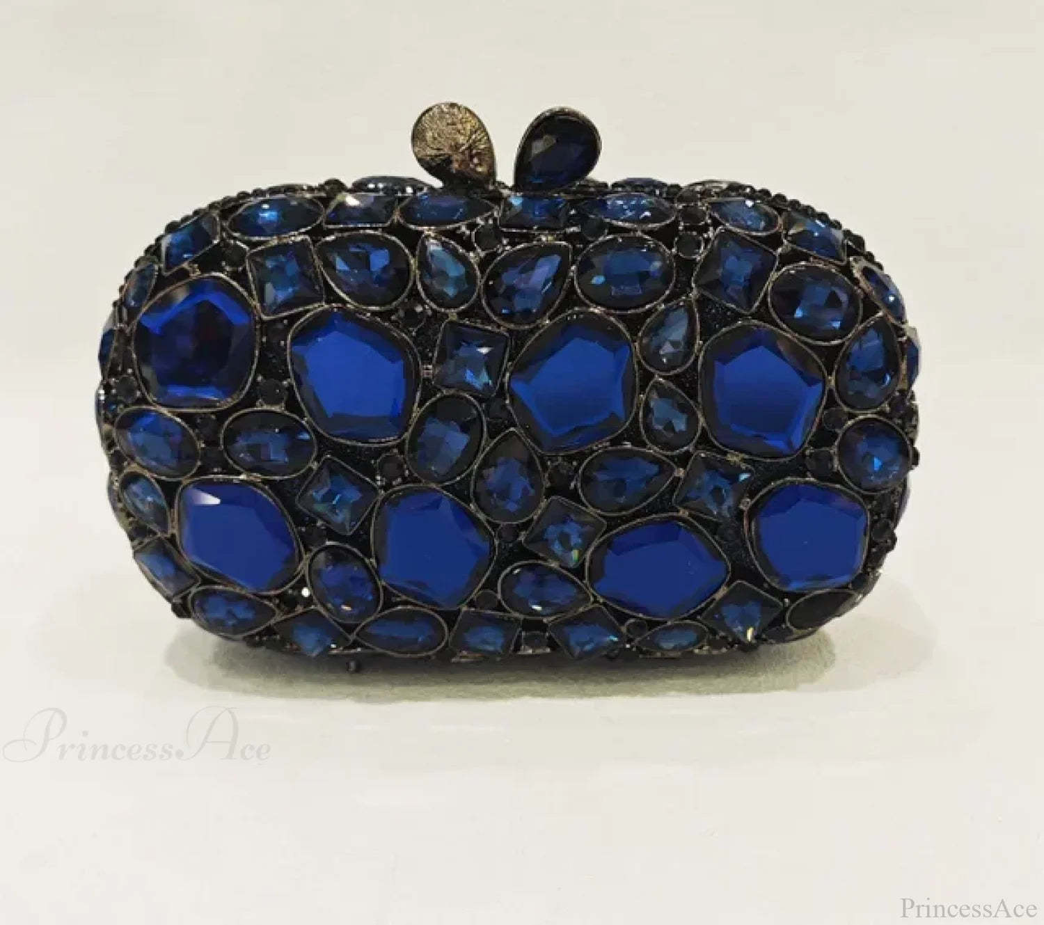 Gold/Silver Crystal Evening Clutch Wristlet Navy blue wristlet-250126