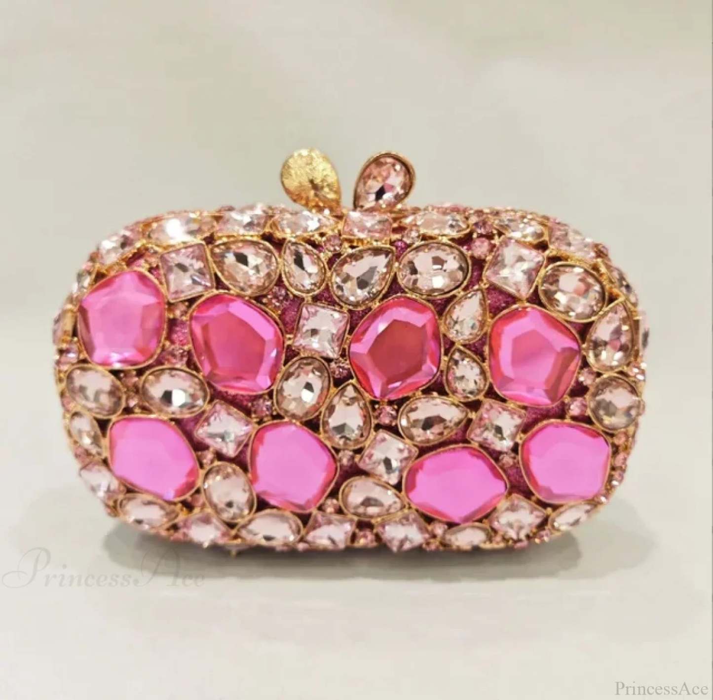 Gold/Silver Crystal Evening Clutch Wristlet pink 1 wristlet-250126
