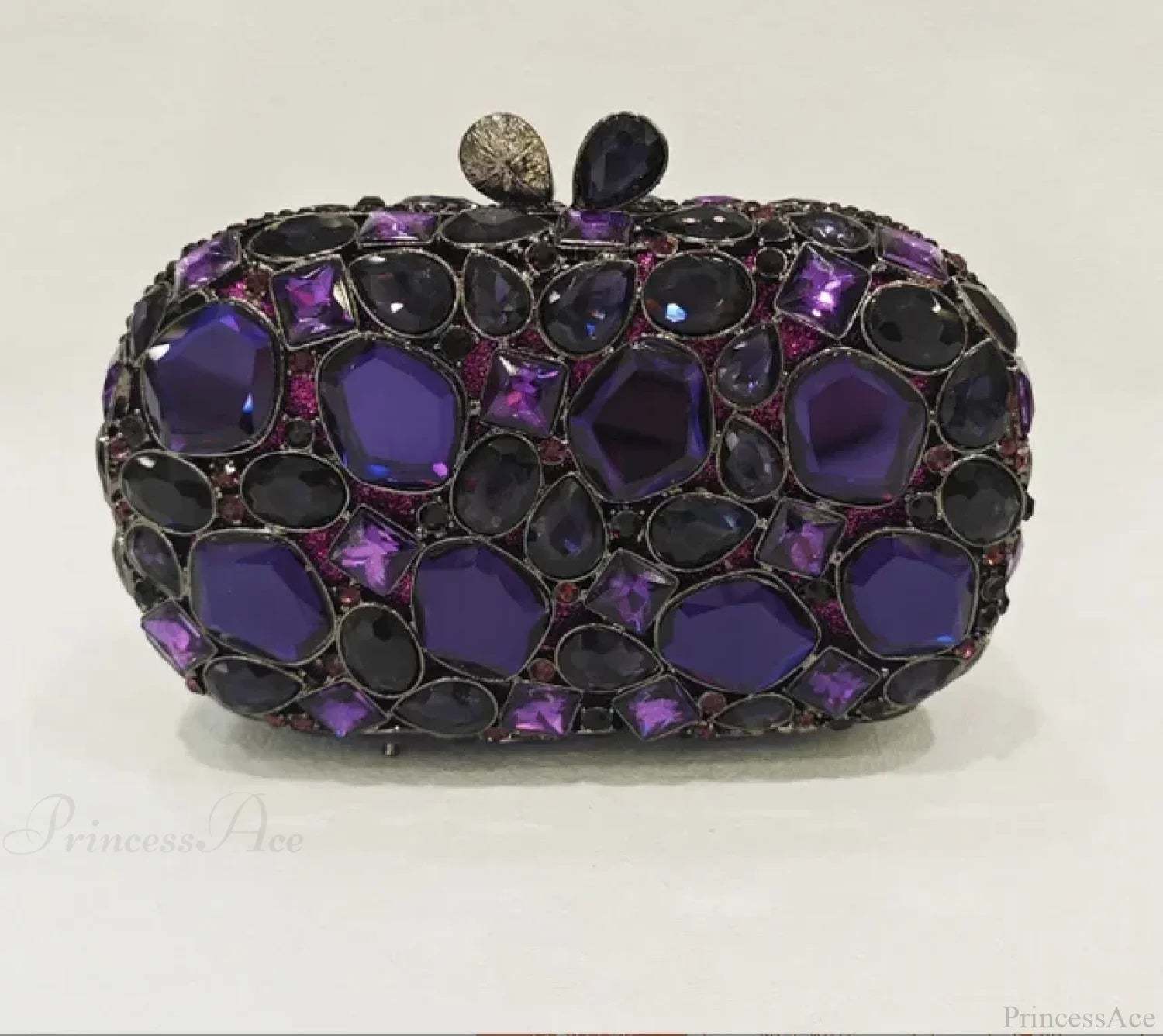 Gold/Silver Crystal Evening Clutch Wristlet Purple wristlet-250126