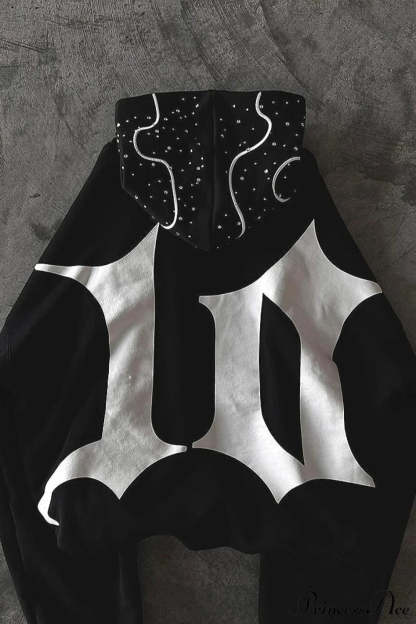 Goth Dark Letter Print Unisex Harajuku Oversized Hoodie