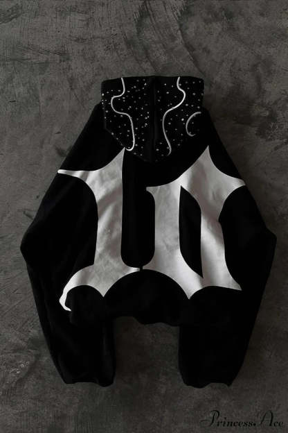 Goth Dark Letter Print Unisex Harajuku Oversized Hoodie