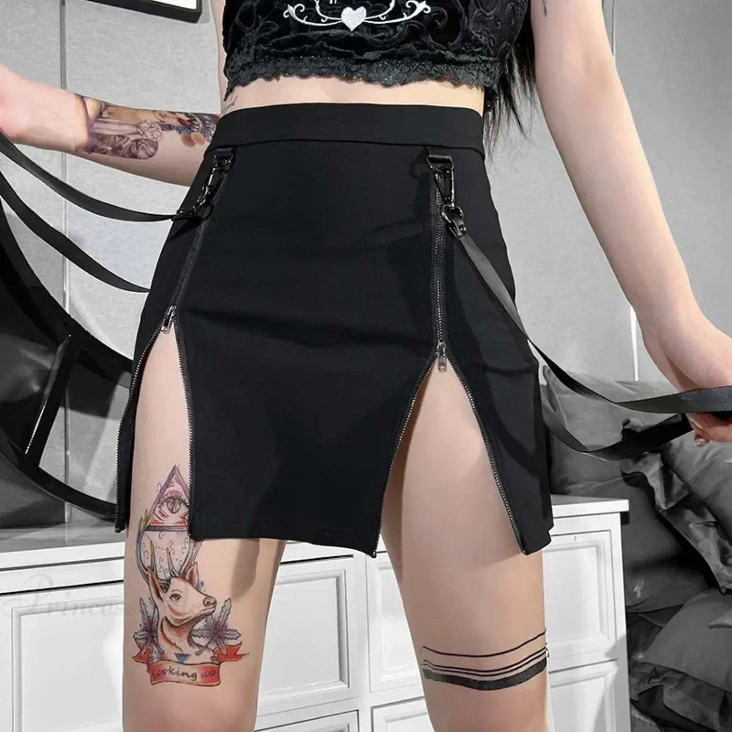 Gothic Bag Hip Split Vintage Skirt