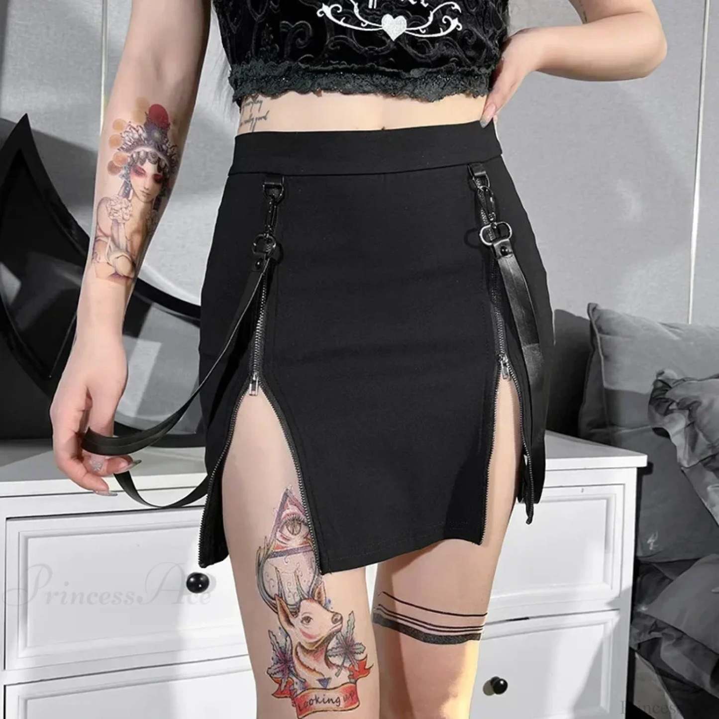 Gothic Bag Hip Split Vintage Skirt