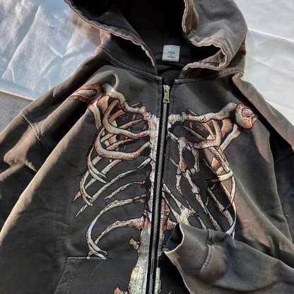 Gothic Long Sleeve Zipper Hoodie