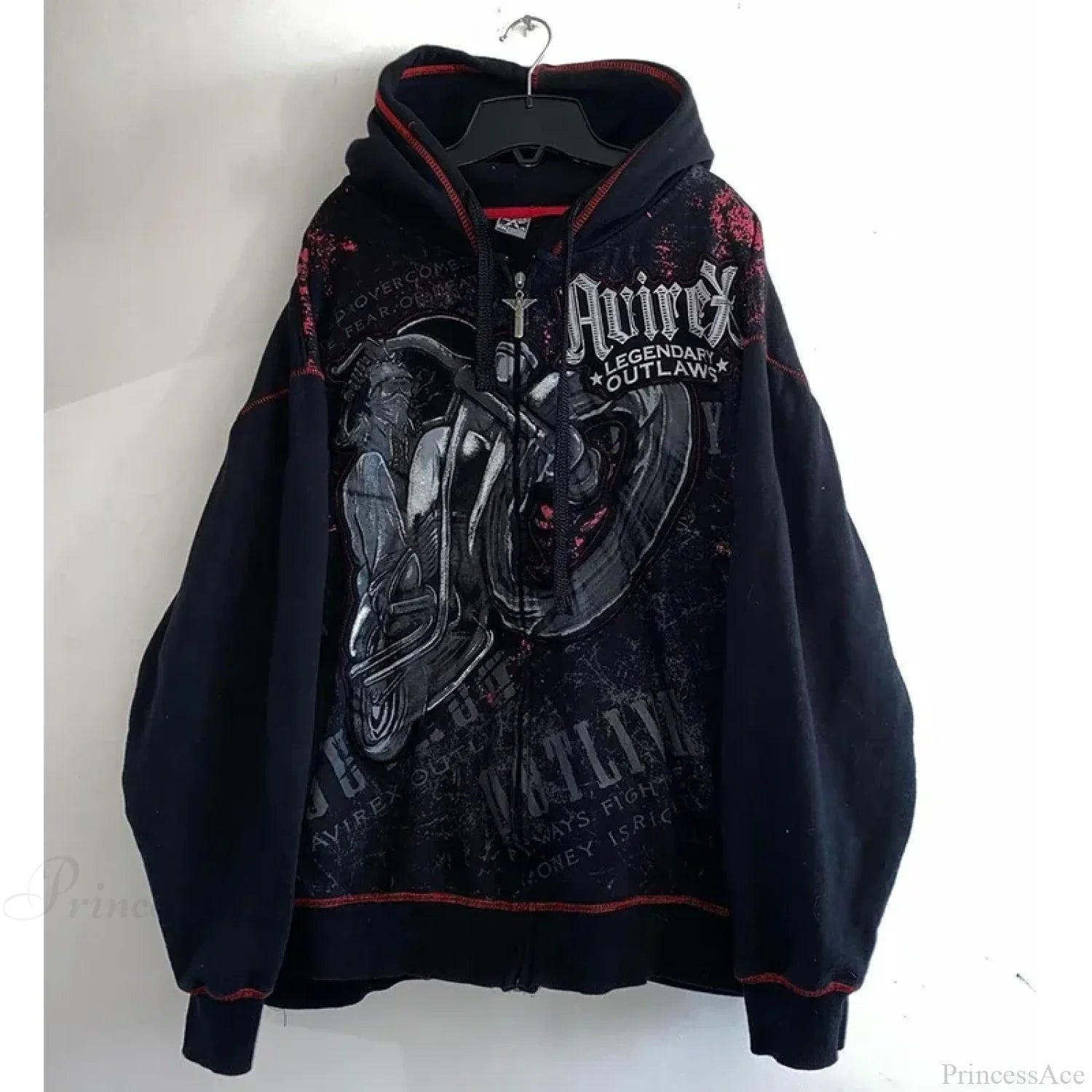 Gothic Long Sleeve Zipper Hoodie black 12 / M
