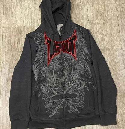 Gothic Long Sleeve Zipper Hoodie black 2 / M