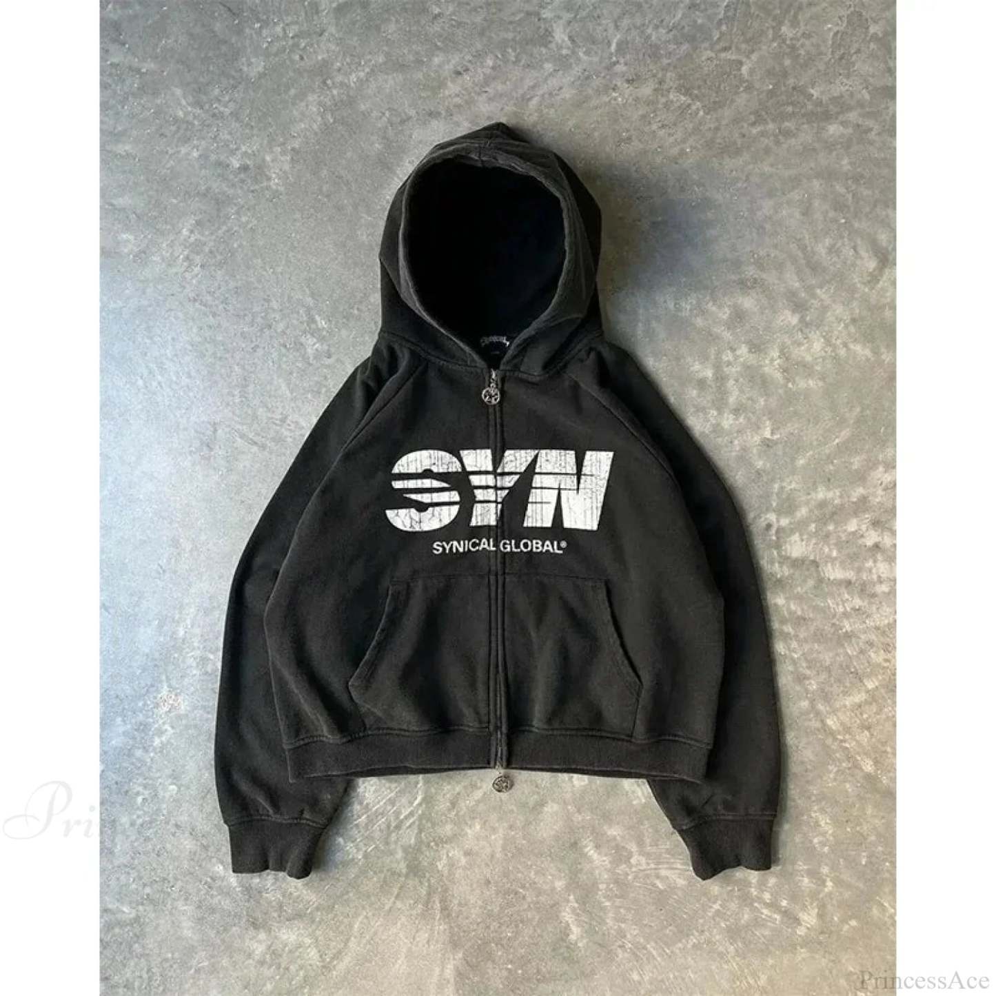 Gothic Long Sleeve Zipper Hoodie black 9 / M