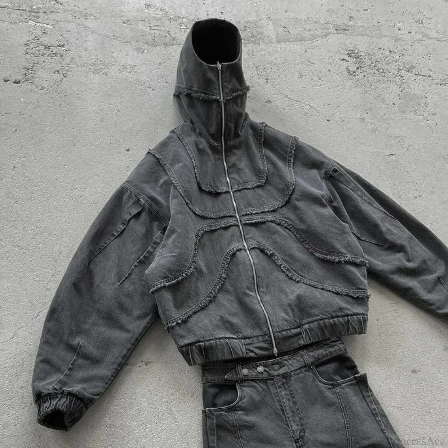 Gothic Punk Washed Zipper Hoodie