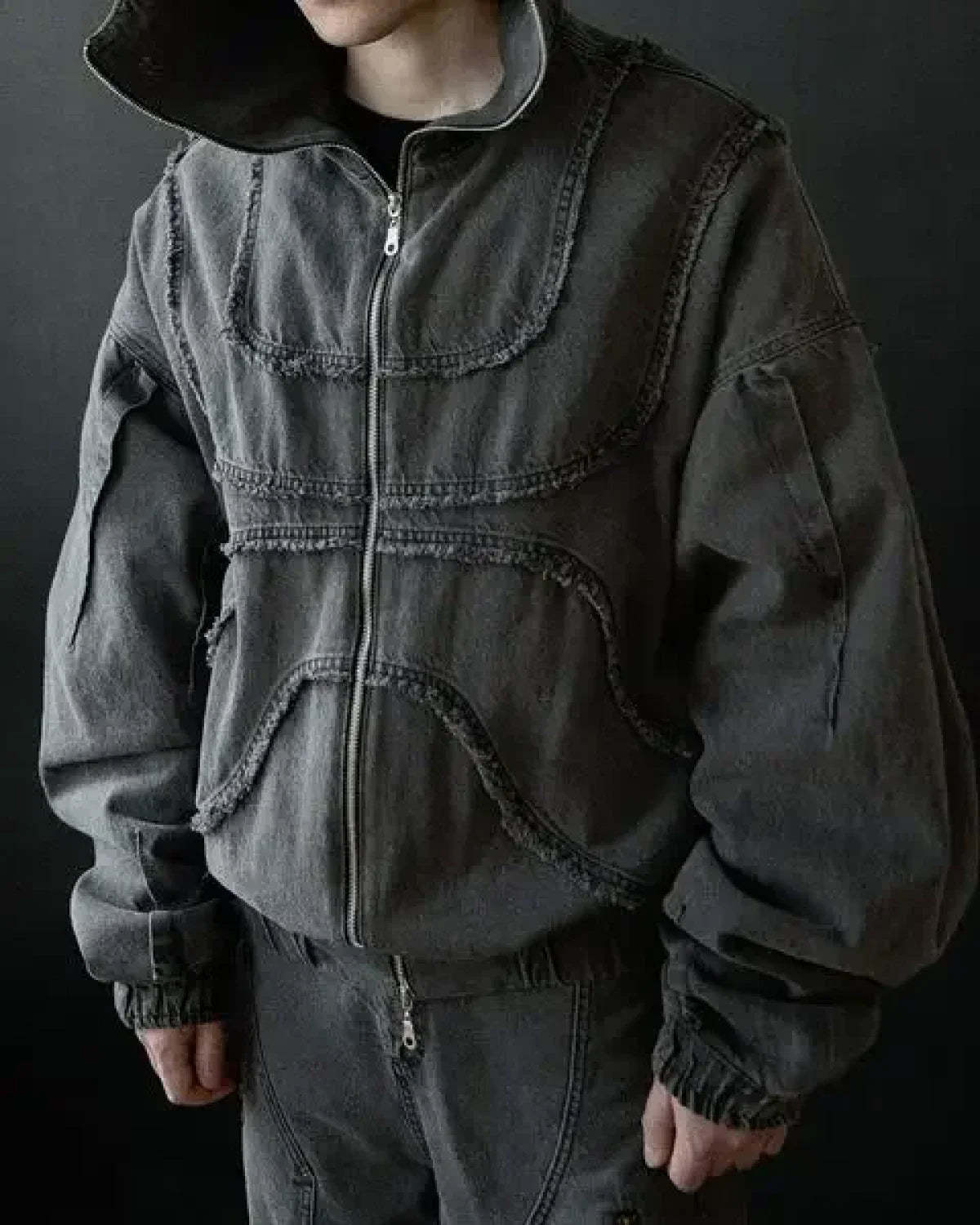 Gothic Punk Washed Zipper Hoodie