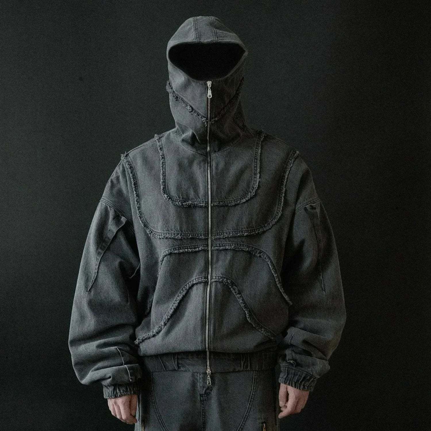 Gothic Punk Washed Zipper Hoodie