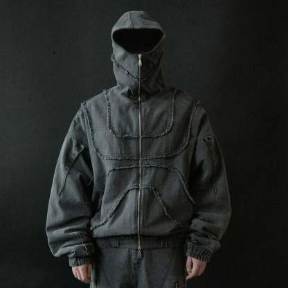Gothic Punk Washed Zipper Hoodie