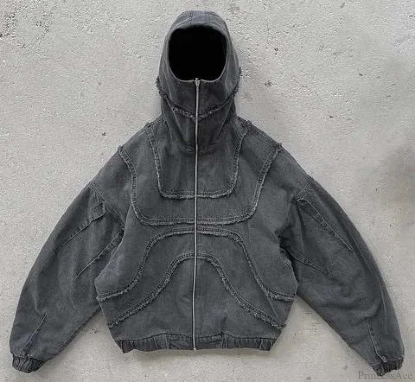 Gothic Punk Washed Zipper Hoodie black 6 / S