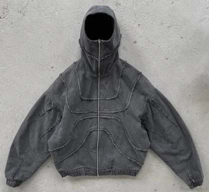 Gothic Punk Washed Zipper Hoodie black 6 / S