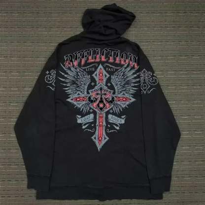 Gothic Skull Zipper Hoodie black 6 / S