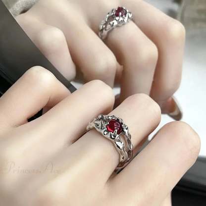 Gothic Unpredictable Stone Animal Ring red7