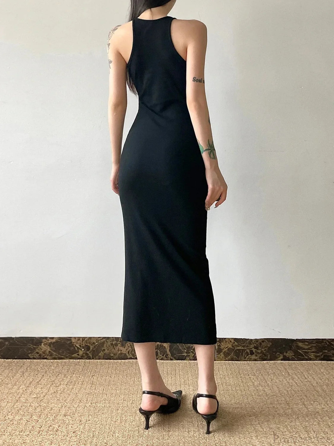 Graceful Hollow Out Spaghetti Midi Dress