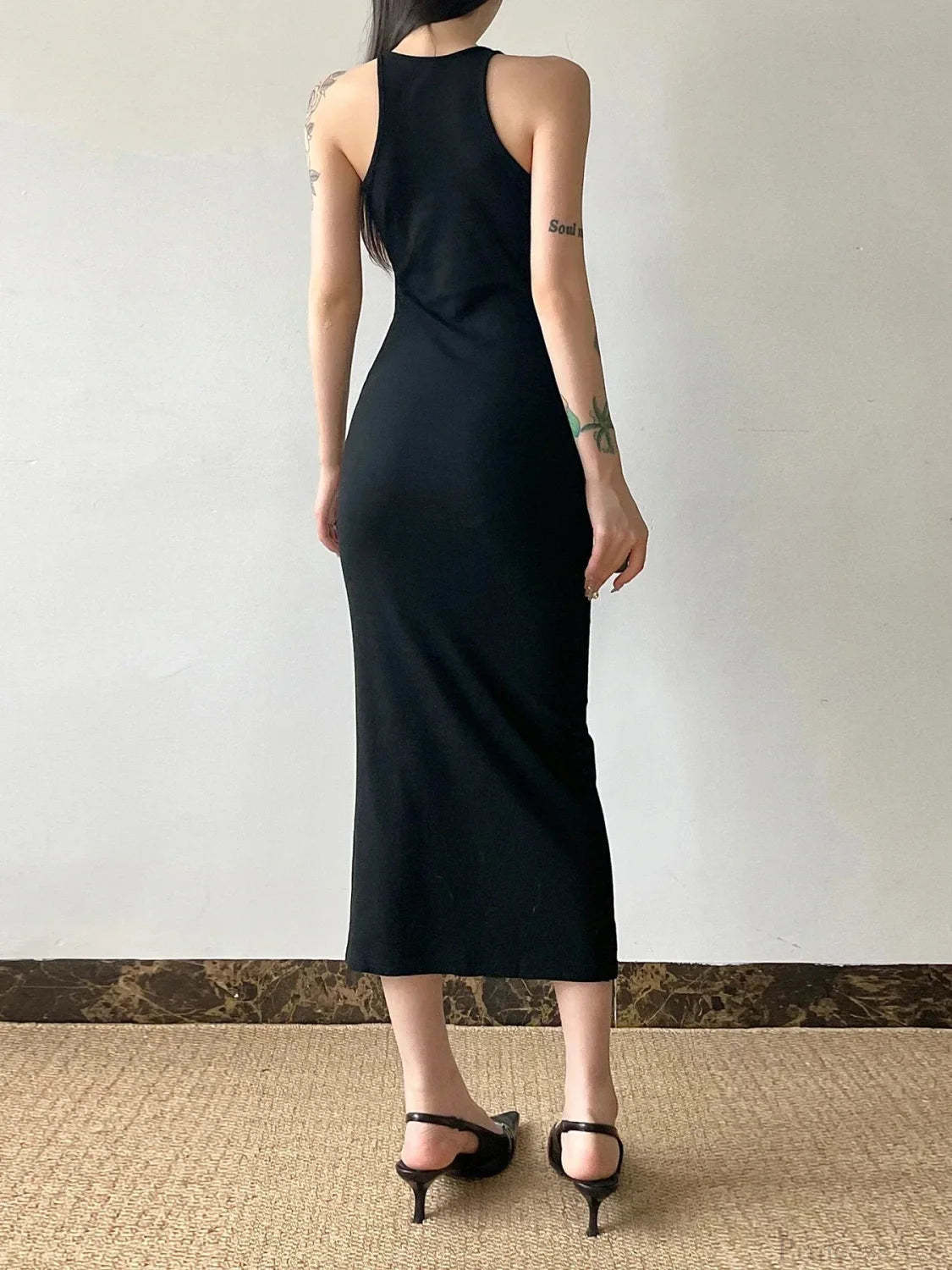 Graceful Hollow Out Spaghetti Midi Dress