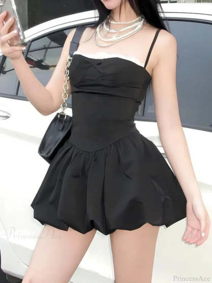 Graceful Lace Celebration Mini Dress Black / S