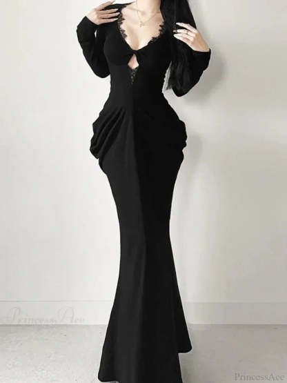 Graceful Lace Patchwork Corset Long Dress