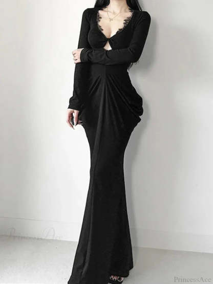 Graceful Lace Patchwork Corset Long Dress