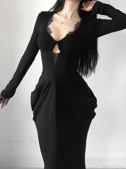 Graceful Lace Patchwork Corset Long Dress