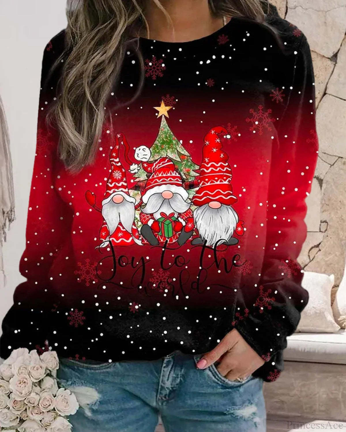 Gradient Christmas Sweatshirt Sweaters-L