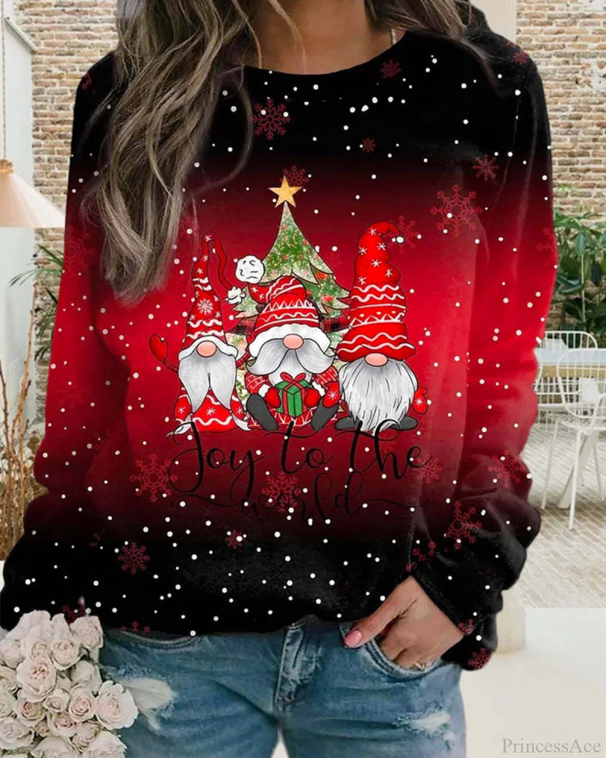 Gradient Christmas Sweatshirt Sweaters-L