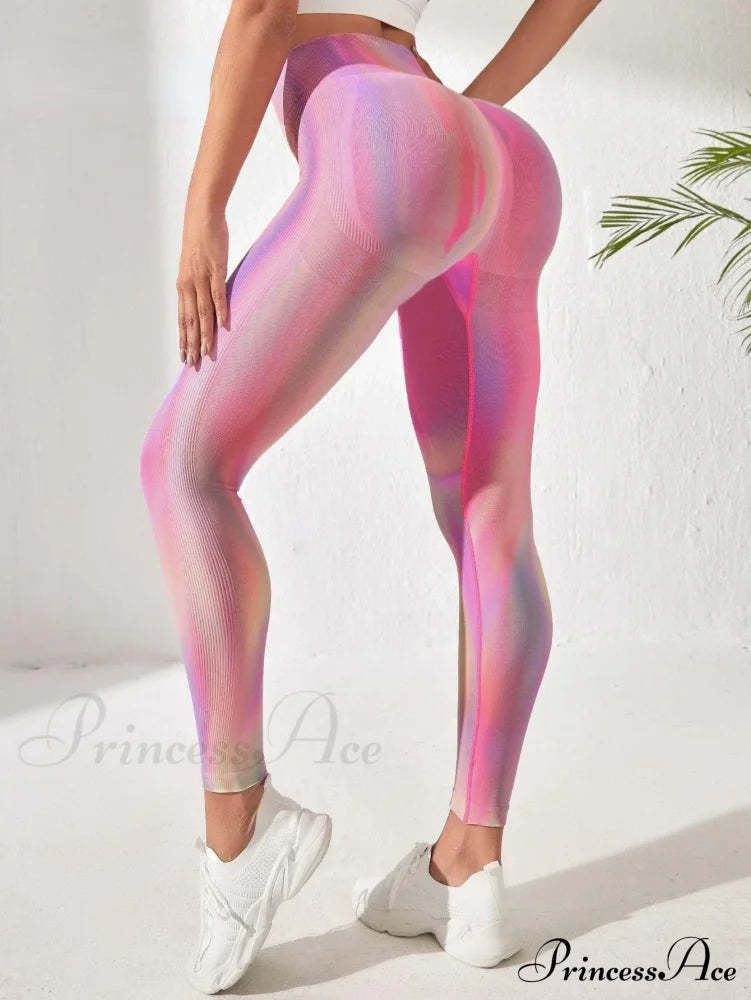 Gradient High-Waist Gym Push-Up Sports Running Legging