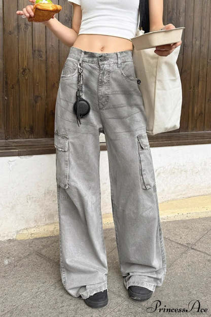 Graffiti Multi-Pocket Micro-Flare Cargo Pants